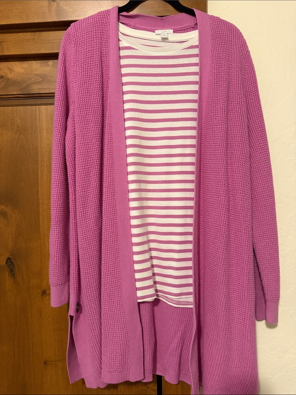 J. Jill Bundle Open-Front Knit Cardigan in Bright Pink